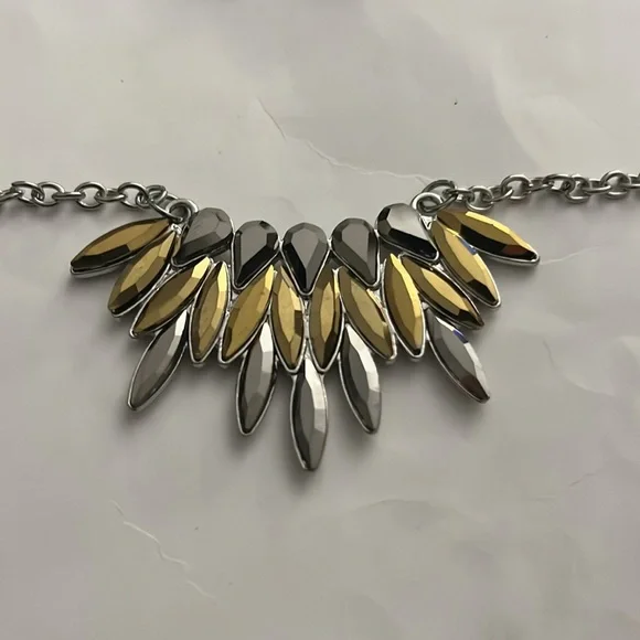 Crown Couture Silver and Brass Gem Necklace - Picture 5 of 6